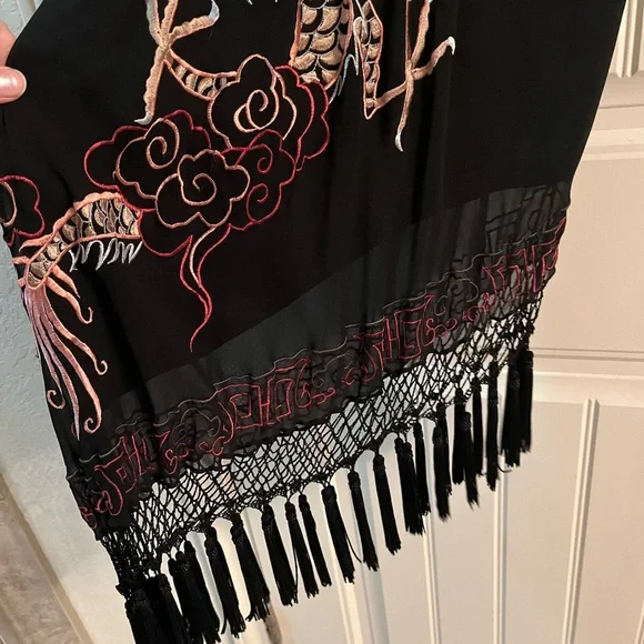 Sue Wong Black Dress with Red Embroidery - Picture 4 of 8